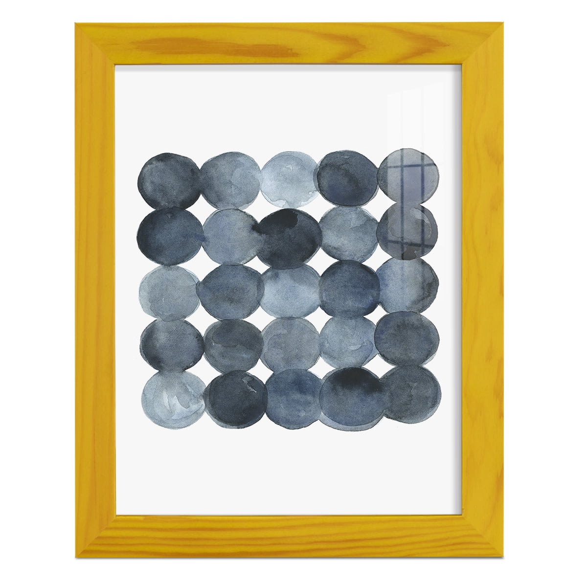 Blue Grey Density I -Framed Print w/glass-Sunflower Yellow