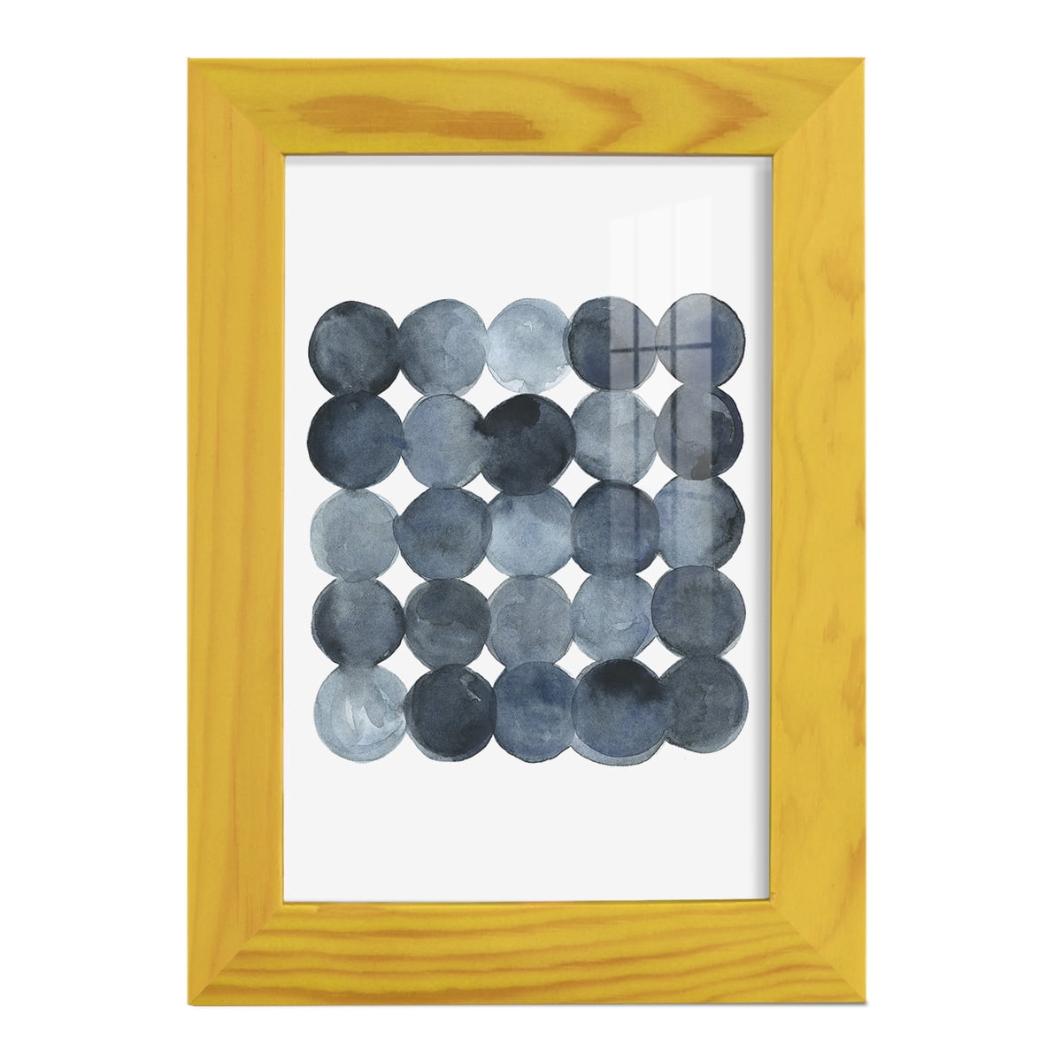 Blue Grey Density I -Framed Print w/glass-Sunflower Yellow