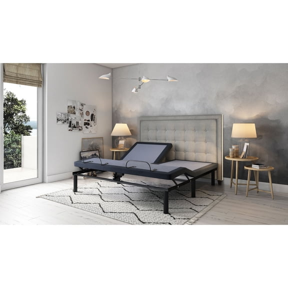Blue+Grey Design - Wireless Remote with 2 Programmable Memory - Queen Bed Use - Emergency Battery Box