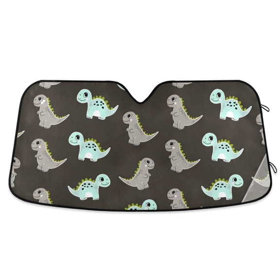 Blue Grey Dinosaur Car Windshield Sun Shade Foldable Car Front Window Visor Heat and UV Protection 53x23.5