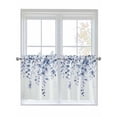 thumbnail image 1 of Blue Grey Eucalyptus Leaves Half Window Curtains 24 Inches Long, Spring Rustic Botanical Window Treatment Curtain Drapes, Short Curtains Tiers for Kitchen Over Sink, 27.5"x24", 2 Panels, 1 of 7