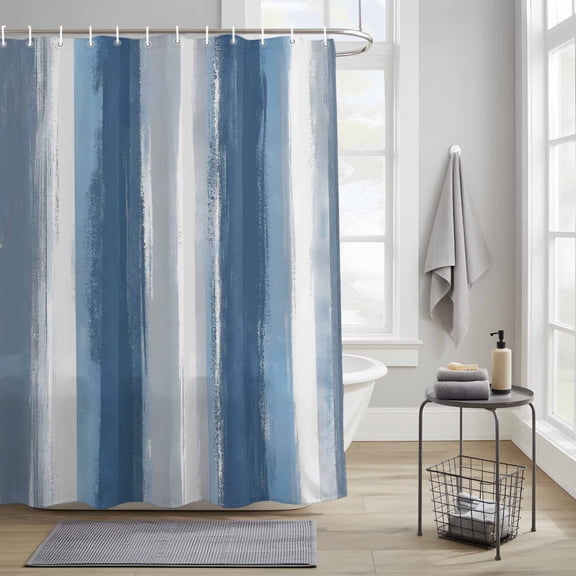 Blue Grey Fabric Shower Curtain for Bathroom Modern Watercolor Abstract Art Waterproof Polyester Bath Curtain with 12 Hooks Washable Shower Curtain with Grommets 72"x72"