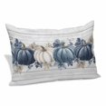 thumbnail image 1 of Blue Grey Fall Pillow Covers, Linen Long Throw Pillow Case, Vintage Thanksgiving Botanical Holiday Pillow Protector Decorative Cushion Cover for Living Room/Bedroom 12" x 20", 1 of 8