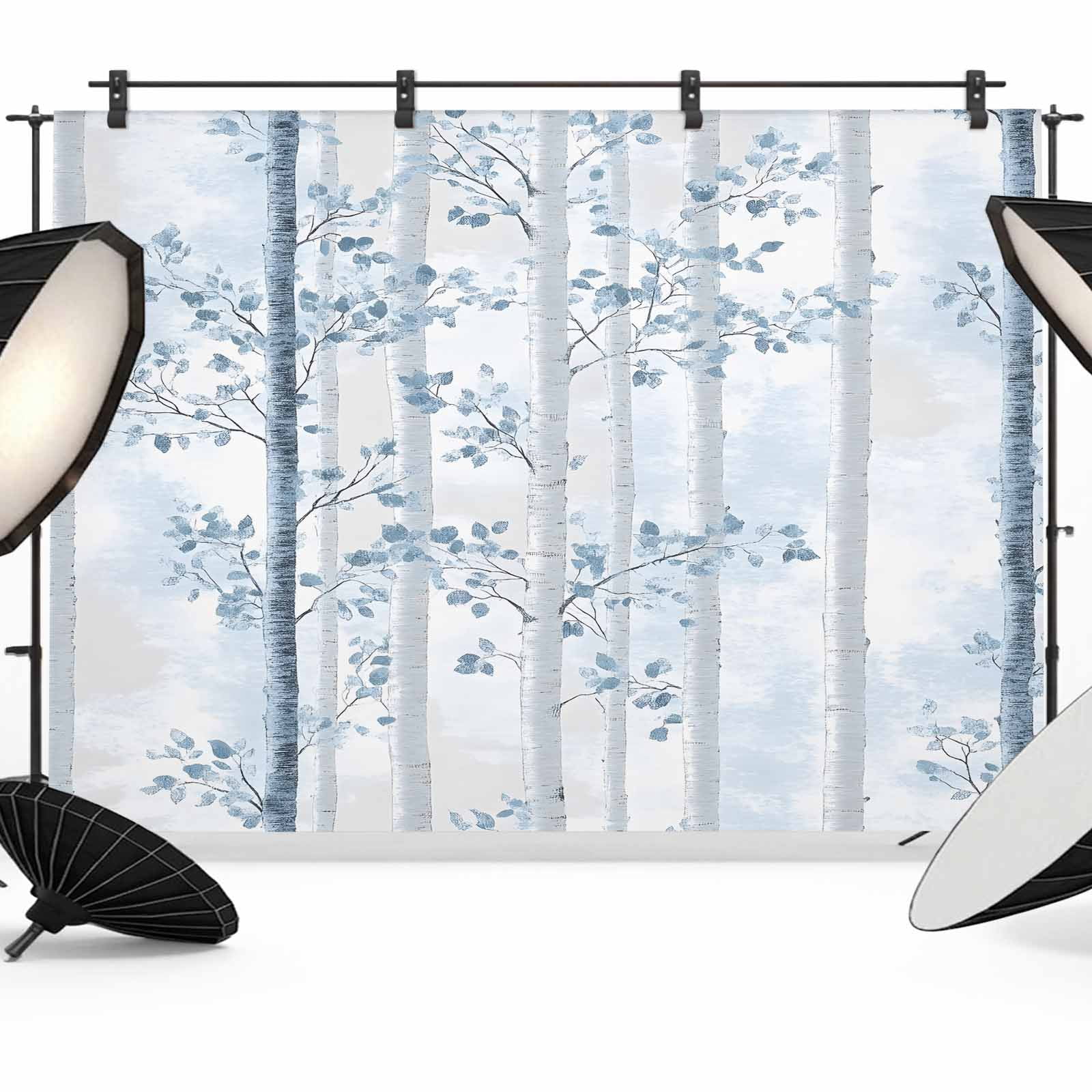 Blue Grey Forest Backdrop for Photoshoot, Photography Photo Studio ...