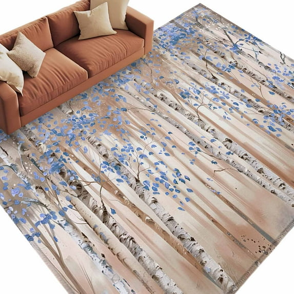 Blue Grey Forest Large Area Rugs for Bedroom Living Room, Soft Non Slip ...
