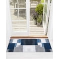 thumbnail image 1 of Blue Grey Front Door Mat Abstract Graffiti Modern Mottled Art Welcome Doormat Indoor Outdoor Entrance Floor Mat Non-Slip Washable Runner Rug for Front Porch Decor 18x60 Inch, 1 of 6