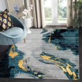 thumbnail image 1 of Blue Grey Gold Contemporary Modern Abstract Rug For Livingroom Bedroom Marble Deco Soft Distressed Diningroom Home Office Area Rug Indoor Outdoor Mat Carpet 3x5ft, 1 of 6
