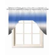 Blue and Grey Gradient Swag Valance for Window, Minimalist Royal Blue Gray Ombre Modern Light Filtering Swag Curtain Rod Pocket Kitchen Curtain Valance for Bedroom