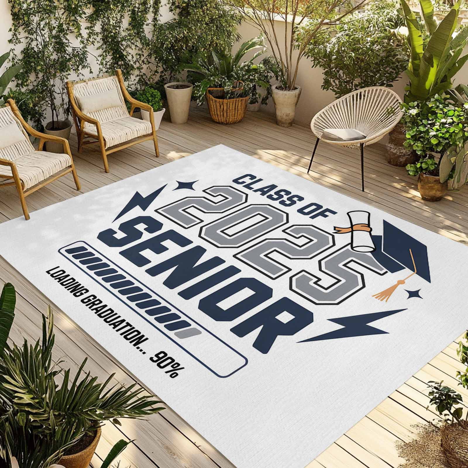 Blue Grey Graduation Season Outdoor Rug 3x5 Ft - Reversible Patio Rug ...