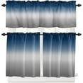 thumbnail image 1 of Blue and Grey Kitchen Curtain Valance and Tiers Set Ombre Blue Gray Rod Pocket Kitchen Tier Curtain Valance Set 3 Piece Gradient Gradual Modern Window Curtain Valance Tier Set for Bedroom 54x36 inch, 1 of 6