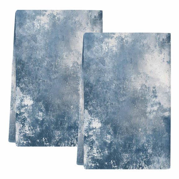 Blue Grey Kitchen Towels Set of 2, Absorbent Microfiber Dish Tea Towels with Hanging Loop, Oil Painting Modern Abstract Resuable Hand Towel for Home Kitchen Cooking Cleaning 18"x28"