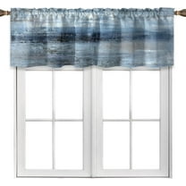 Blue Grey Kitchen Valances for Windows Navy Blue Kitchen Curtain Valance Abstract Art Window Treatment Valances for Living Room Bedroom Bathroom Decor (18" W x 52" L, Blue Grey)
