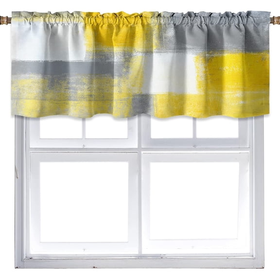 Blue Grey Kitchen Valances for Windows Navy Blue Kitchen Curtain Valance Abstract Art Window Treatment Valances for Living Room Bedroom Bathroom Decor (18" W x 54" L, Blue Grey)