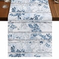 thumbnail image 1 of Blue Grey Leaves 36 Inch Table Runner, Watercolor Branches Vintage Forest Farmhouse Dresser Scarf Cotton & Linen Tablerunner for Dining/Kitchen Island/Holiday Party Décor Small 13" x 36", 1 of 9