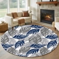 thumbnail image 1 of Blue Grey Leaves Round Area Rug 6Ft Washable Circle Rugs for Bathroom Office, Farmhouse Spring Botanical Leaf Plants Non-Slip Carpet Floor Mats Indoor Outdoor Carpet Runner Aesthetic Home Decor, 1 of 8