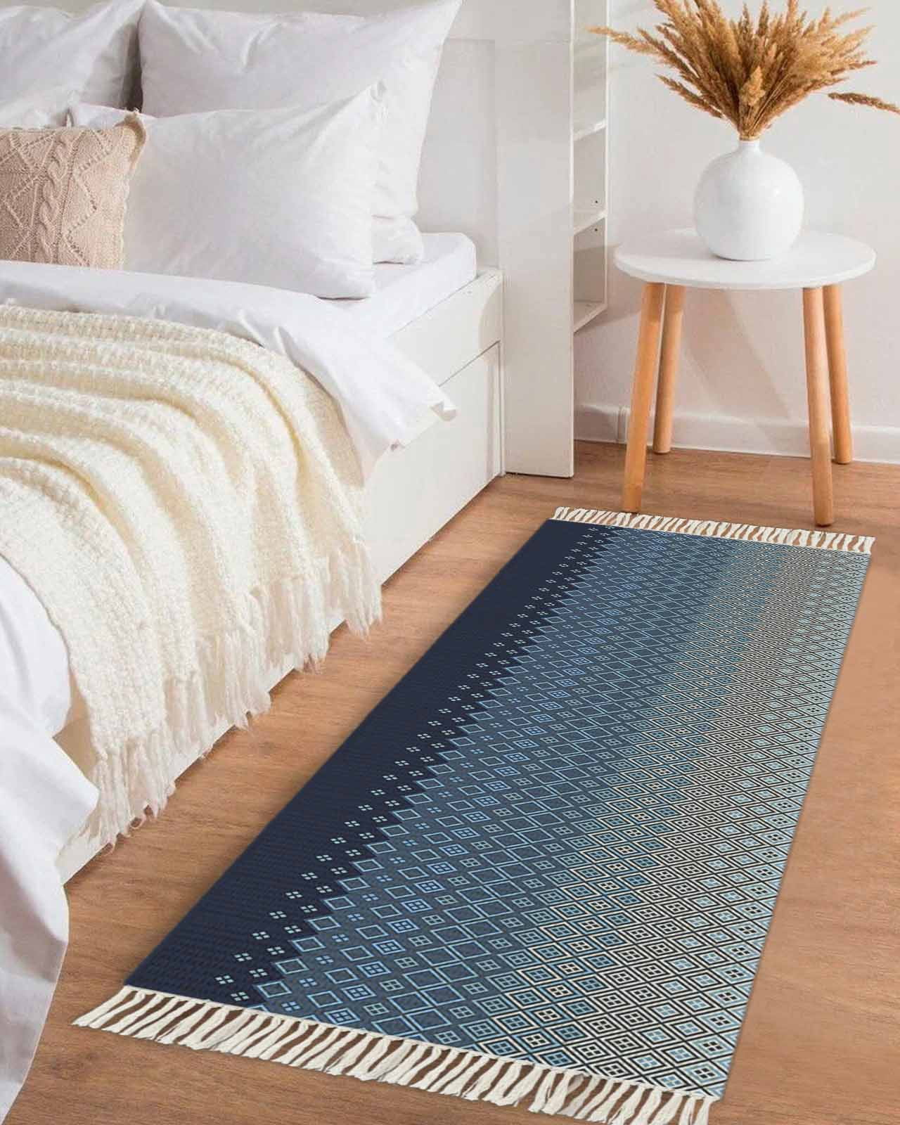 Blue Grey Ombre Geometric Hallway Runner Rug 2x5ft,Modern Abstract Art ...
