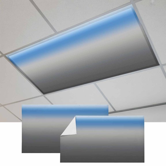Blue Grey Ombre Magnetic Fluorescent Light Covers for Ceiling Lights 2x4Ft,Modern Geometric Striped Abstract Art Office Classroom Kitchen Drop Ceiling Light Covers Lighting Filters Shade Panel 2Packs