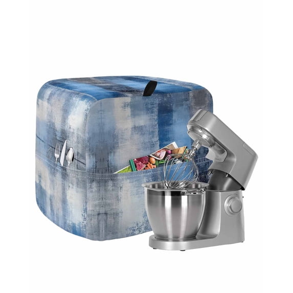 Blue Grey Ombre Stand Mixer Dust Cover with Storage Pocket & Handles, Abstract Art Oil Painting Modern Fits All Tilt Head & Bowl Lift Kitchen Appliance Cover Organizer Bag Accessories, 4.5-5 Quart