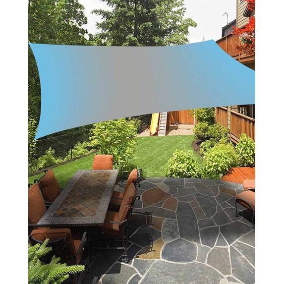 Blue Grey Ombre Sun Sail Shades Rectangle Canopy,Sunlight Block Heavy Duty Curved Backyard Shade Cover, Modern Gradient Abstract Art Waterproof Sun Shades for Patios Garden Pergola Outdoor 8'x10'