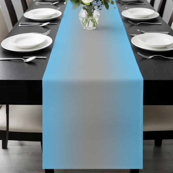 Blue Grey Ombre Table Runner 108 Inches Long, Modern Gradient Abstract Art Kitchen Coffee Dining Table Decoration for Home Party Birthday Wedding Home Decor 13x108 Inches