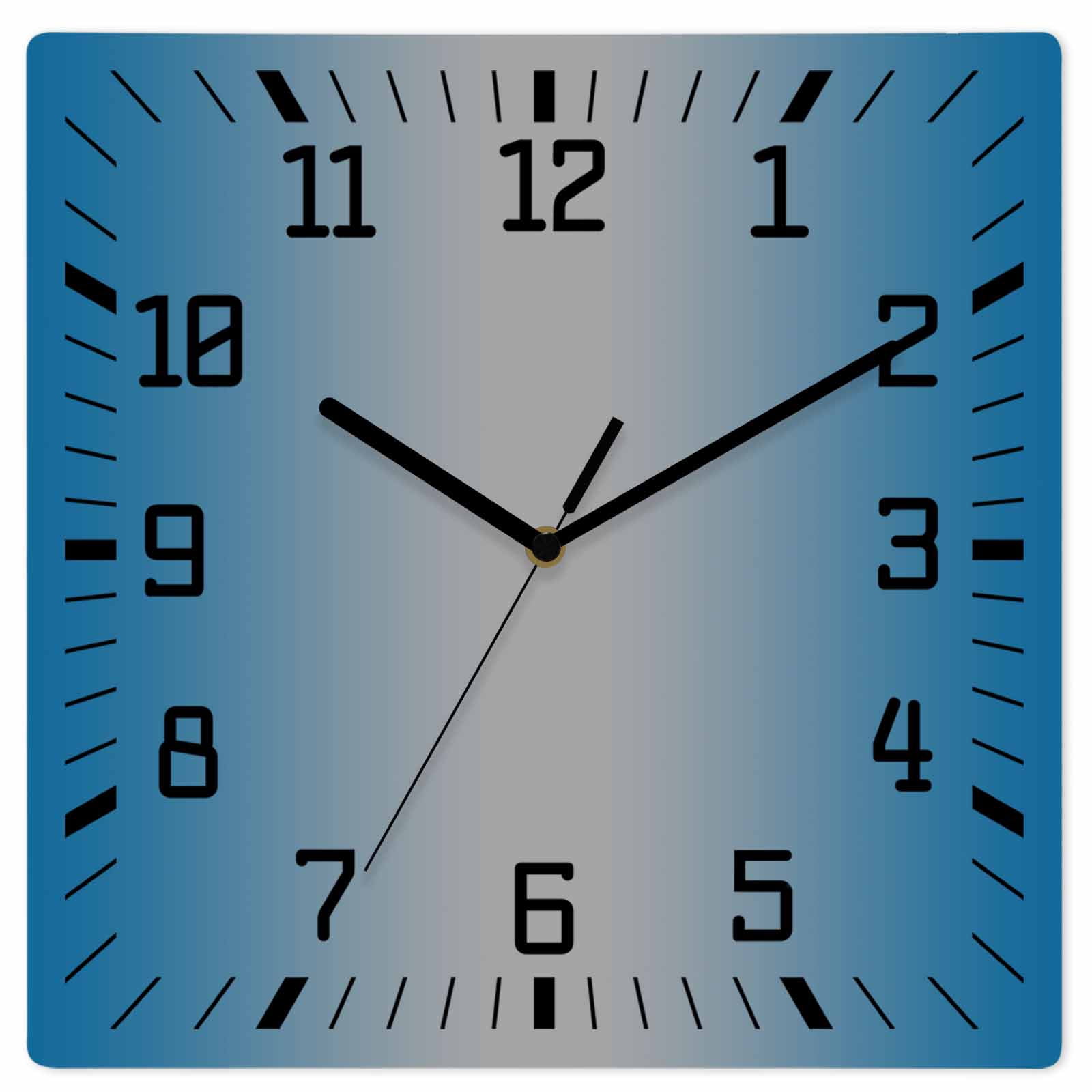 Blue Grey Ombre Wooden Wall Clock Silent Non Ticking, Gradient ...