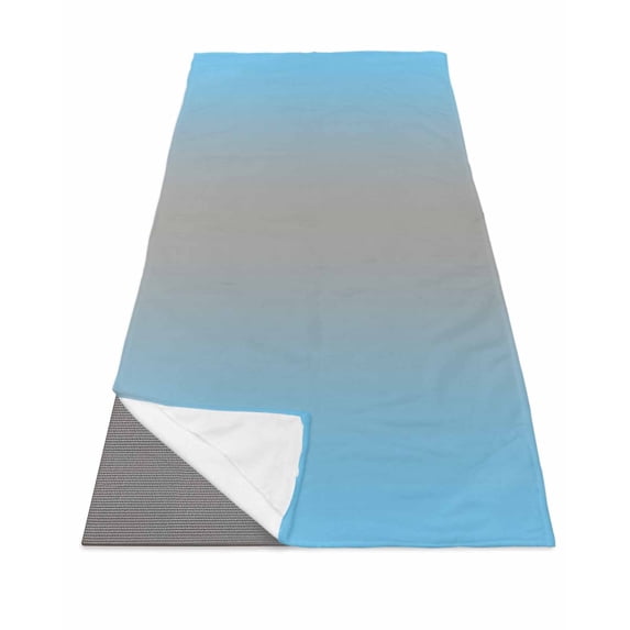 Blue Grey Ombre Yoga Towel for Hot Yoga Non Slip, Modern Gradient Abstract Art Yoga Mat Towel Absorbent Yoga Sweat Towels Microfiber Hot Yoga Blanket for Bikram Pilates 26"x70"