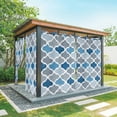 thumbnail image 1 of Blue Grey Outdoor Curtains for Patio Waterproof, Geometric Morocco Quatrefoil Lattice Grommet Curtains for Porch Outside Privacy Drape for Gazebo Garden Pergola, 2 Panels, 54x108in, 1 of 9