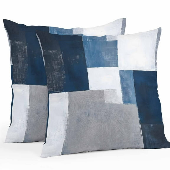 Blue Grey Outdoor Pillow Covers Pack of 2 Abstract Graffiti Modern Mottled Art Waterproof Throw Pillow Covers Decorative Cushion Cases for Patio Garden Tent Balcony Couch 20x20 inch