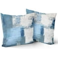 thumbnail image 1 of Blue and Grey Pillow Covers - White Blue Modern Abstract Art Painting Pillow Case 16x16 Inch Decorative Cushion Cover Accent Pillowcase for Sofa Couch Bed Home Décor Set of 2, 1 of 6