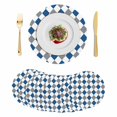 thumbnail image 1 of Blue Grey Plaid Round 13 Inch Placemats Set of 8, Modern Geometric Minimalist Checkered HeatResistant Non Slip Place Mats for Dining Table, Wipeable Braided Kitchen Table Mats for Housewarming, 1 of 9