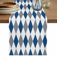 thumbnail image 1 of Blue Grey Plaid Table Runner 48 Inches, Modern Geometric Minimalist Checkered Bed Runner Dresser Scarves Tabletop for Indoor Outdoor Parties/Ceremony/Banquet, 13" x 48", 1 of 9