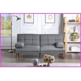 thumbnail image 1 of Modern Blue Grey Linen-Like Polyfiber Tufted Convertible Sofa Bed - 71" Living Room Couch with Solid Wood Legs, 1 of 14