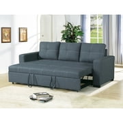 Blue Grey Polyfiber Pull Out Bed / Convertible Sofa for Entertainers