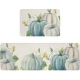 thumbnail image 1 of Blue Grey Pumpkins Fall Kitchen Mats and Rugs 2pcs Floral Leaves Thanksgiving Washable Absorbent Kitchen Runner Rug Rustic Burlap Print Carpet Anti-Fatigue Comfort Mat for Kitchen Bathroom, 1 of 5