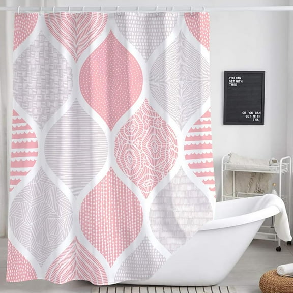 Blue and Grey Shower Curtain for Bathroom, Light Blue White Dark Gray Navy Bohemian Chic Geometric Pattern Fabric Shower Curtains Set, Modern Paisley Restroom Decor Accessories with Hooks 60x72inches