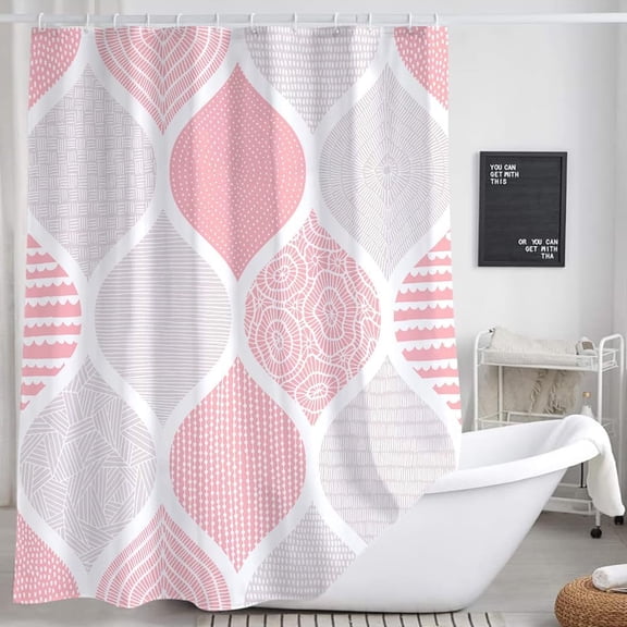 Blue and Grey Shower Curtain for Bathroom, Light Blue White Dark Gray Navy Bohemian Chic Geometric Pattern Fabric Shower Curtains Set, Modern Paisley Restroom Decor Accessories with Hooks 60x72inches