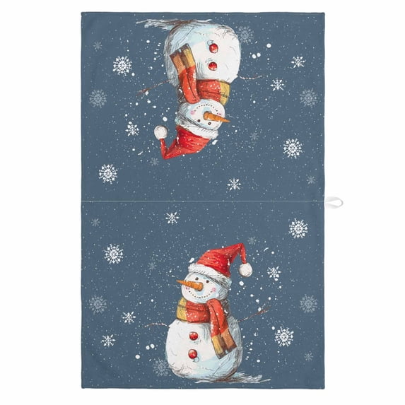 Blue Grey Snowman Christmas 1 Pack Kitchen Towel, Water Absorbent Dish Towel, Xmas Snowflake Watercolor Decorative Hand Towels - Quick Drying Cloth for Cooking Baking, 18x28 Inch