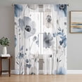 thumbnail image 1 of Blue Grey Spring Floral Sheer Curtains 96 Inch Length 2 Panels Set, Summer Botanical Elegant Voile Window Treatment Semi Sheer Long Curtains Drapes for Bedroom/Living Room/Kitchen 52"x96"x2, 1 of 7