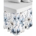 thumbnail image 1 of Blue Grey Spring Floral Wrap Around Bed Skirts for California King Bed 16" Drop,Bed Skirt with Adjustable Elastic Belt Dust Ruffle Bed Valance for Bedroom Summer Flowers Botanical Bed Frame Cover, 1 of 7