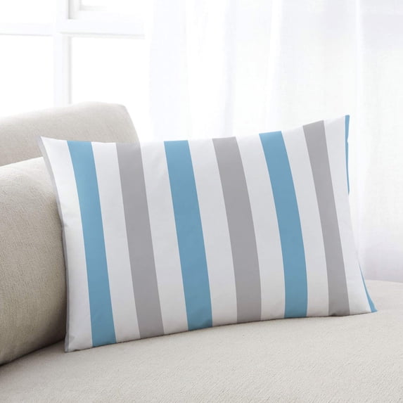 Blue Grey Stripe Pillow Covers 20x26 Inch Standard Size, Modern Farmhouse Vertical Striped Decorative Pillowcase with Zipper, Microfiber Breathable Pillowcases for Sofa Bed Living Room