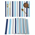 thumbnail image 1 of Blue Grey Stripe Placemats Set of 6 Geometric White Vertical Striped Place Mats Indoor Wipeable Table Mats Washable Cloth Dining Table Placemats for Kitchen Holiday Party Home Decor 13x19 Inch, 1 of 9