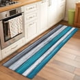 thumbnail image 1 of Blue Grey Stripe Runner Rug for Hallway 2x6ft, Vintage Coastal Style Wood Grain Non Slip Floor Mat Washable Low-Profile Indoor Carpet for Living Room, Bedroom, Dining Room, 1 of 9