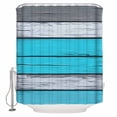 thumbnail image 1 of Blue Grey Stripe Shower Curtain, 48" x 72", Retro Coastal Style Wood Grain Waterproof Bathroom Curtain Washable Shower Curtain Set with 12 Hooks, 1 of 6
