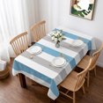 thumbnail image 1 of Blue Grey Stripe Table Cloth Waterproof Tablecloths, Modern Farmhouse Vertical Striped Tablecloth Dining Table Cover for Kitchen Party Tabletop Outdoor, Rectangle Tablecloth 60x84 Inch, 1 of 9