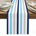 thumbnail image 1 of Blue Grey Stripe Table Runner - 70 Inch Long, Kitchen Dining Table Runner Dresser Scarves, Geometric White Vertical Striped Farmhouse Decor for Coffee Tables Wedding Party Banquet, 1 of 8