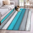 Blue Grey Stripes 3'x5' Rug for Bedroom Foot of Bed Small Living Room ...