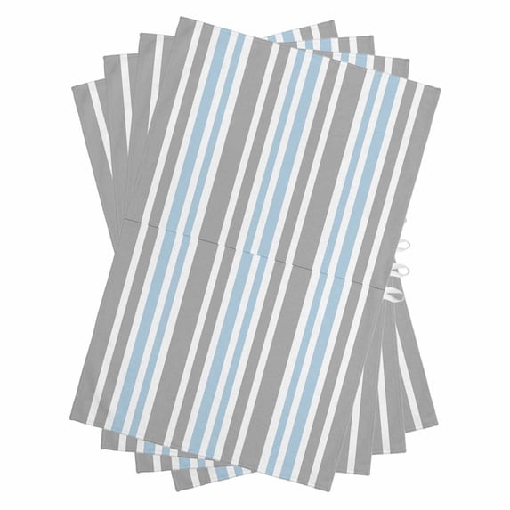 Blue Grey Stripes Kitchen Towels Set of 4, Water Absorbent Dish Towel, Simple Striped Lines Minimalist Modern Decorative Hand Towels - Quick Drying Cloth for Cooking Baking, 18x28 Inch