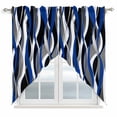 Blue Grey Stripes Swag Curtain Valance for Windows, Abstract Line ...