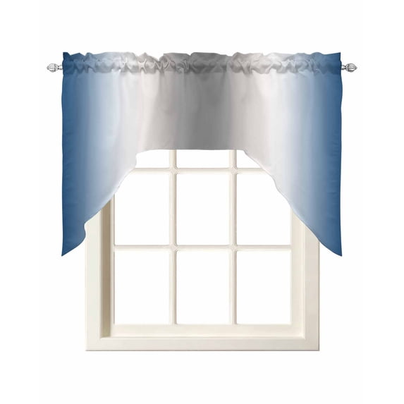 Blue Grey Swag Valances for Windows, Small Curtains Drapes, Gray Farmhouse Modern Rustic Kitchen Window Curtains Over Sink Rod Pocket Window Treatment Valance for Bedroom/Bathroom 56"x36"