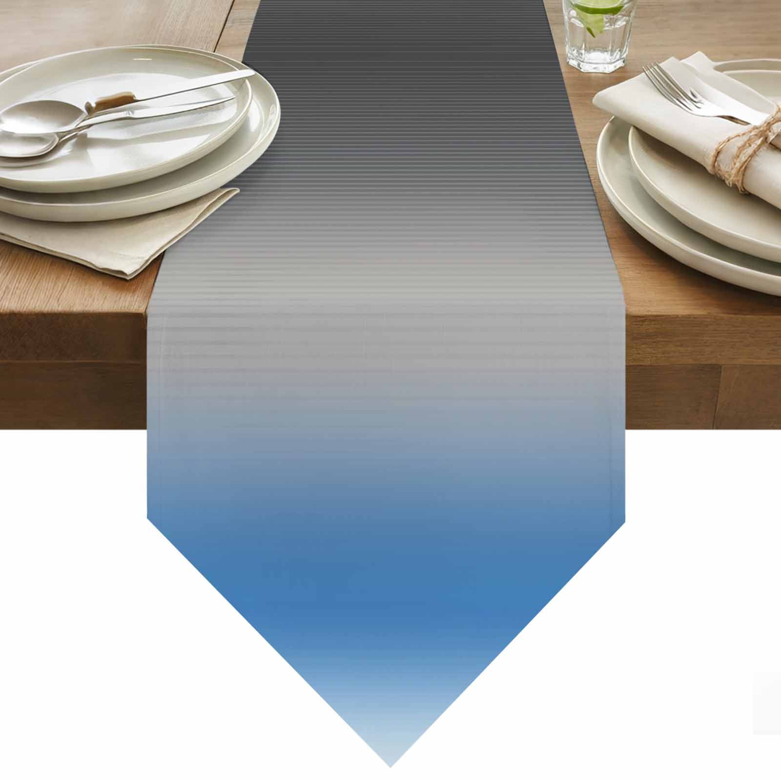 Blue Grey Table Runner 108 Inches Long Stripe Gradient Table Runners ...